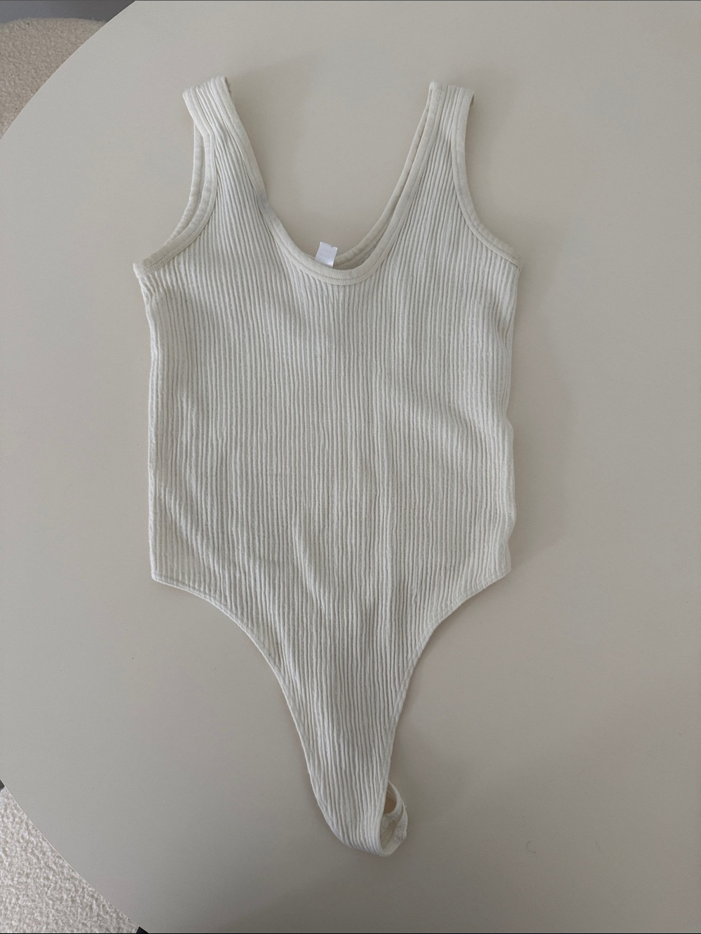 Out From Under Ribbed Tank Bodysuit in Cream